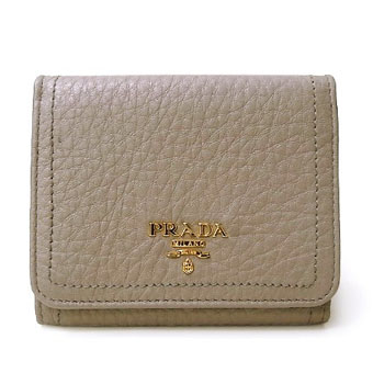 PRADA プラダ 三つ折り財布 コピー1M0176 VIT DAINO 1 鹿革 VISONE ベージュ